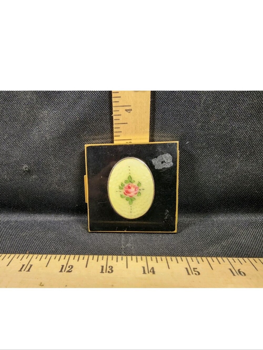 Antique Ladies Travel Sheila's Makeup Compact Floral Design Empty Used